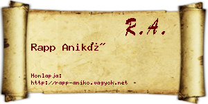 Rapp Anikó névjegykártya
